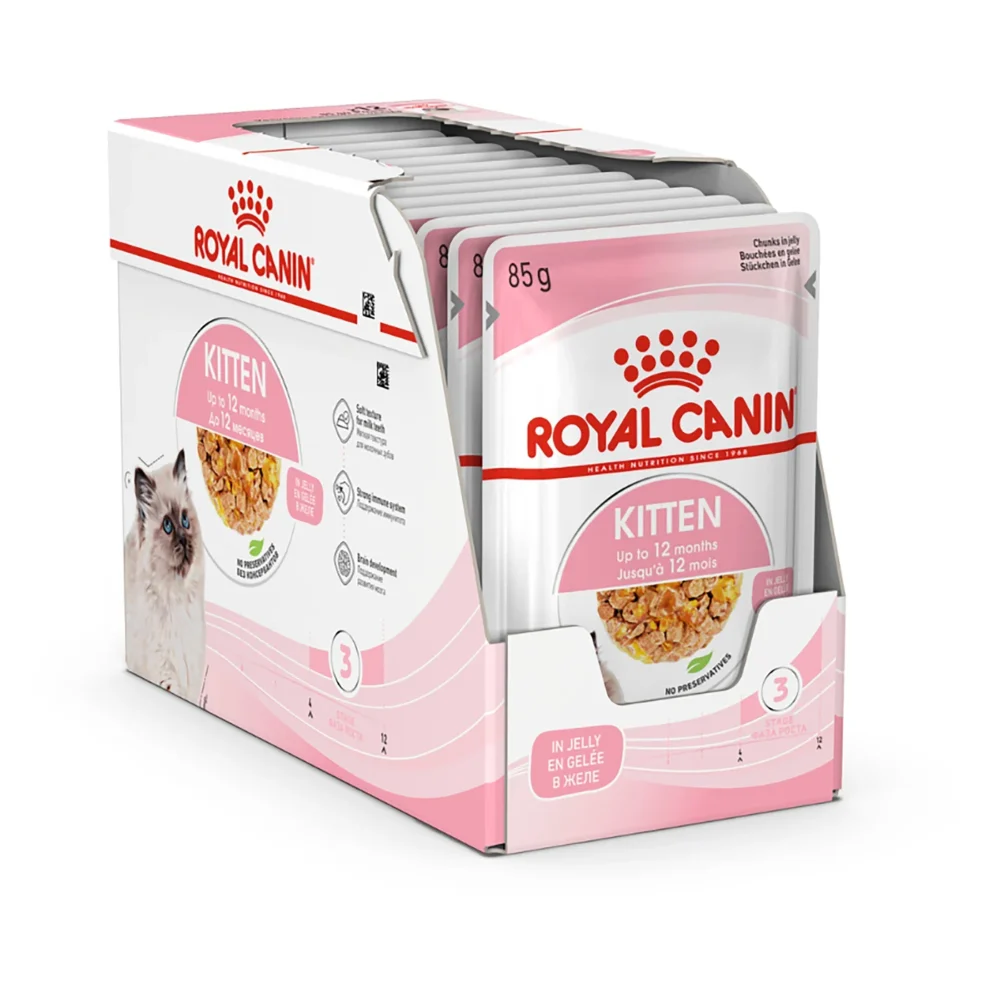 غذای پوچ بچه گربه مدل کیتن ژلی رویال کنین ROYAL CANIN KITTEN JELLY 85 * 12 G
