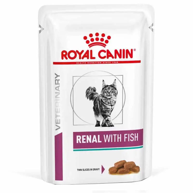 49 غذای پوچ درمانی گربه رویال کنین رنال طعم گوشت ماهی ROYAL CANIN RENAL WITH FISH 85G - Image 1